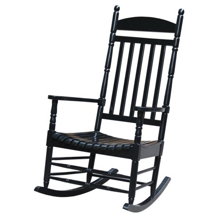 International Concepts Porch Rocker, Turned Post, Solid Wood, Black