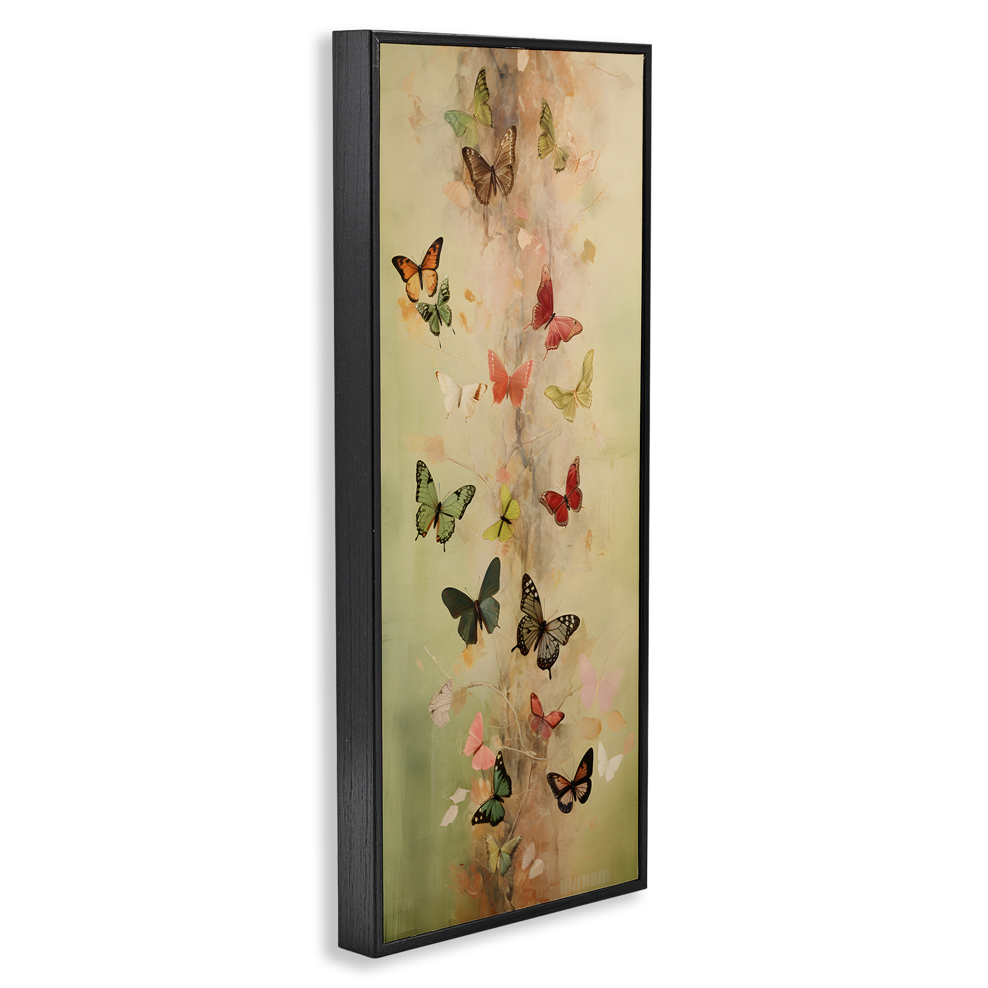 Stupell Industries Neutral Butterfly Tower Animals & Insects Painting Black Framed Art Print Wall Art, 10 x 24