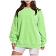 thumbnail image 2 of Lumtrix Women Fall Oversized Crewneck Sweatshirt Vintage Long Sleeve Pullover Loose Fit Cute Y2K Hoodie Fluorescent Green XL, 2 of 7
