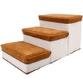thumbnail image 1 of Escalera plegable para perros, suave y elástica, de gran capacidad, con 3 compartimentos de almacenamiento, ideal para subir escaleras de cachorros, para sofá cama alto, color marrón, 1 of 12