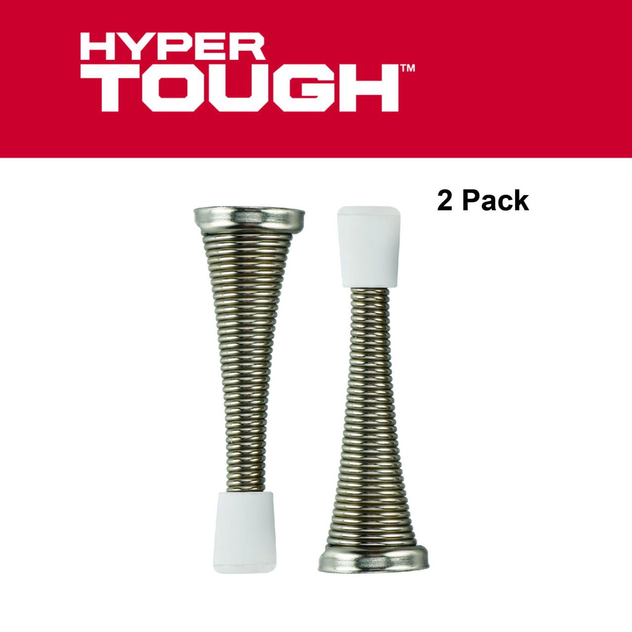 (2 pack) Hyper Tough New Spring Doorstop, Satin Nickel, 2 Pack, 0.795 X 2.9 X 0.795 inch
