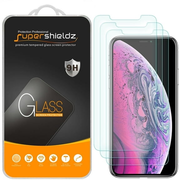 (3 Pack) Supershieldz Designed for iPhone 11 Pro Max / iPhone Xs Max (6.5 inch) Tempered Glass Screen Protector, Anti-Scratch, Anti-Fingerprint, Bubble Free