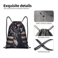 thumbnail image 3 of Kdxio Vintage American Deer Print Drawstring Backpack Bag,Waterproof Draw String Back Sack, Gym Drawstring Bags Swim Bag For Unisex, 3 of 5