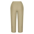 thumbnail image 5 of SELONE Pull on Work Pants for Women Mid Waist Plus Size Lounge Pants Cropped Trouser Pants Loose Casual Beach Pants Solid Soft Straight Leg Lightweight Comfy Khaki 3XL Breathable Summer Clothes, 5 of 5