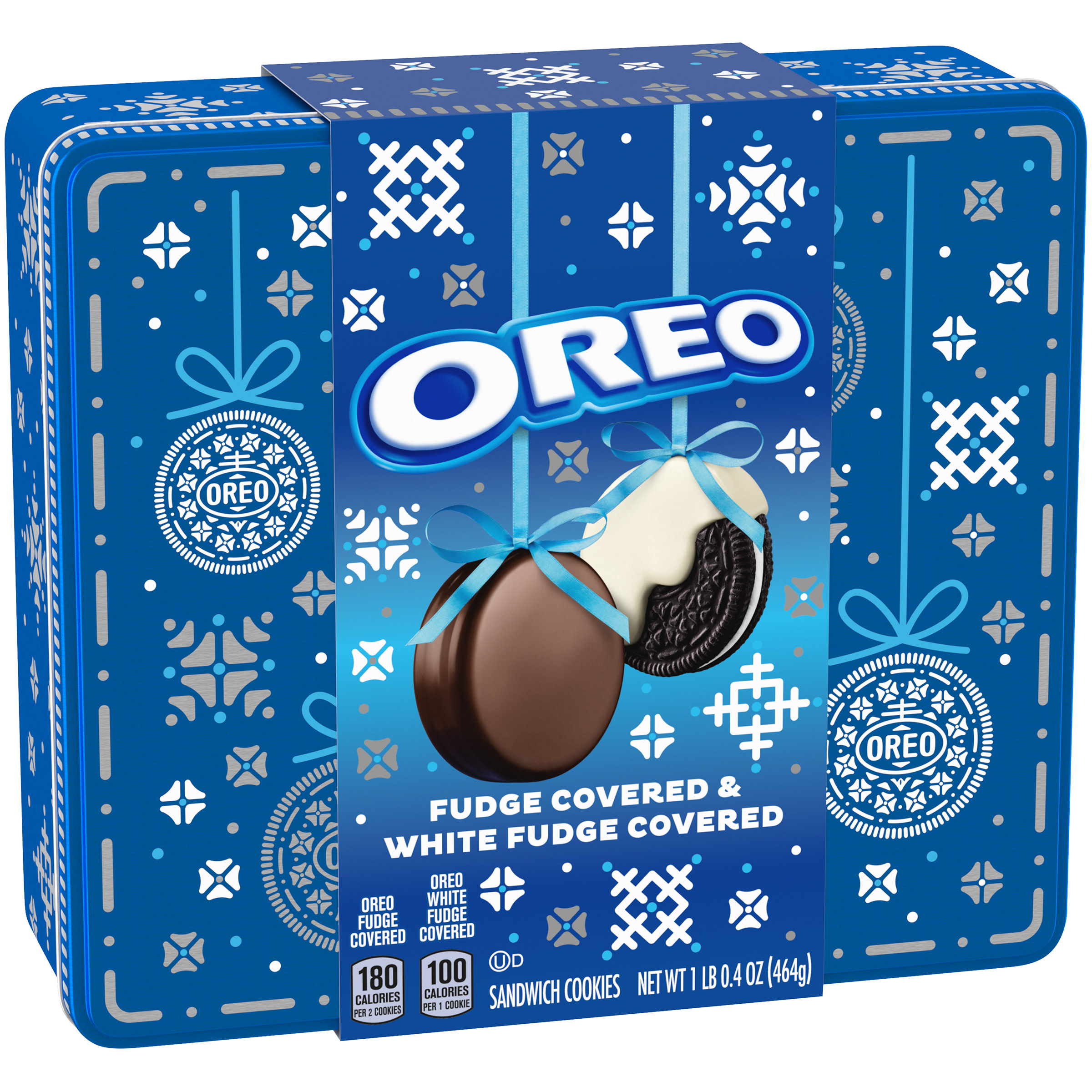 Oreo Fudge Covered & White Fudge Covered Sandwich Holiday Cookies, 1.03 Lb Holiday Tin (24 Cookies) - image 2 of 9