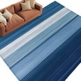 thumbnail image 3 of 6x9 Area Rugs, Blue Ombre Stripe Non-Skid Rubber Backing Large Rectangle Rugs - Living Room Bedroom Home Office, Farmhouse Striped Modern Abstract Art Indoor Floor Mat Carpets Washable Rug, 3 of 9