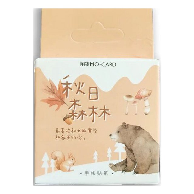 Pegatinas decorativas para diario de viaje, 46 piezas, Otoño, bosque de ardilla, regalo para niños, álbum de recortes, Kawaii, papelería, pegatinas