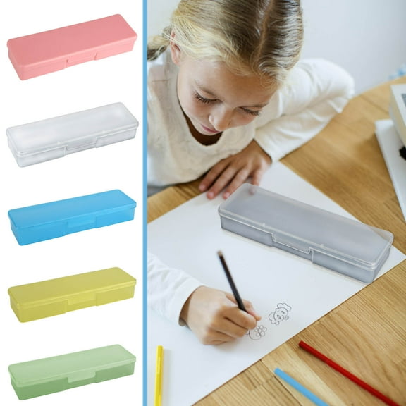 Plastic Pencil Storage Box Organizer | Large Capacity Double Layer Multi-Compartment with Snap-Tight Lid | Stackable Design | 18.5x5.1x3.1cm | Contemporary Colors | 1 Pack