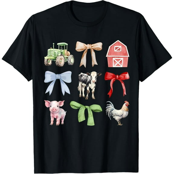 Playful Comfort Tee - Cute Farm Animals Cow Pig Chicken Coquette Farmer Country T-Shirt