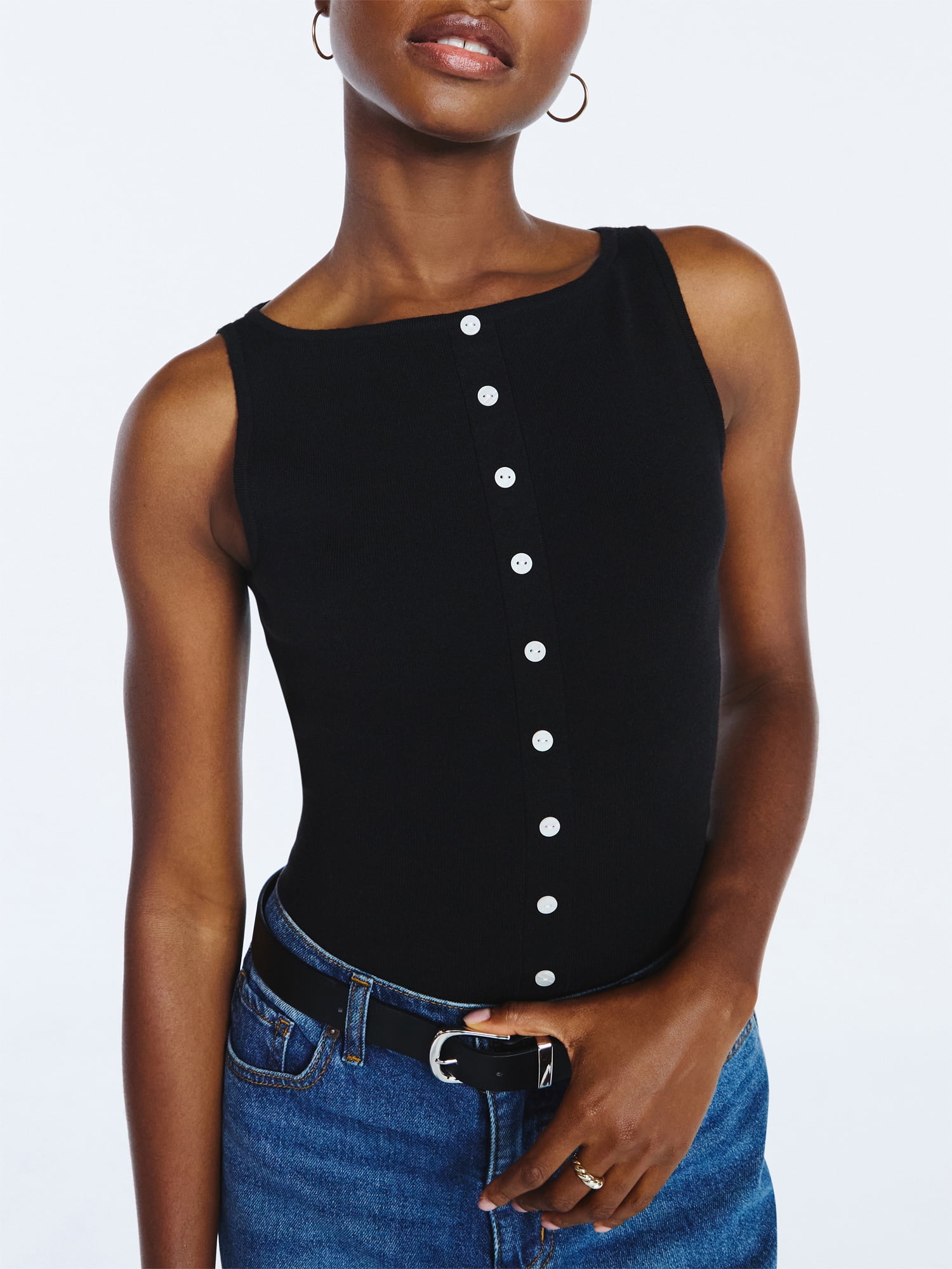 Scoop Women's Sleeveless Button Front Cardigan Sweater, Lightweight, Sizes XS-XXL