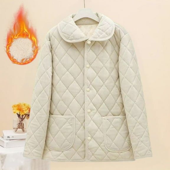 Itsame Puffer Coats for Womens Winter Jackets Button Cotton for Women Waterproof Jacket White Size 5XL