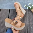 thumbnail image 5 of Wowcloth Women's Peep-Toe Platform Wedge Slides - Comfortable Slip-On with Fashionable Design for Summer Outdoor Use, 5 of 8