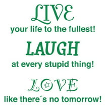 Live Your Life To The Fullest Laugh At Every Stupid Thing Love Like Theres No Tomorrow Wall Decal Wall Decal Sticker Quotes Sayings 2724