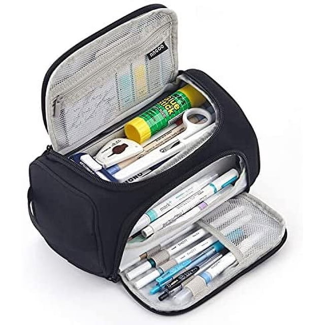 HVOMO - Estuche para lápices de gran capacidad, para guardar marcres, bolsa de papelería simple, organizr de oficina, para lescentes, niñas, adultos y estudiantes (negro)