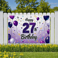 thumbnail image 6 of Purple Themed 27th Birthday Banner with Balloons Stars and Confetti Background Party Supplies Photography Props Birthday Decoration Birthday Party Decorations, 6 of 7
