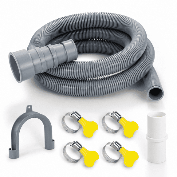20 Feet Universal Flexible Washing Machine & Dishwasher Drain Hose Extension Kit with Clamps