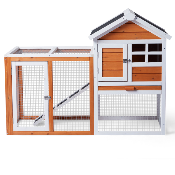 Imerelez 38" Wooden Indoor Bunny Hutch Rabbit Cage on Wheels Guinea Pig PET House for Small to Medium Animals Waterproof
