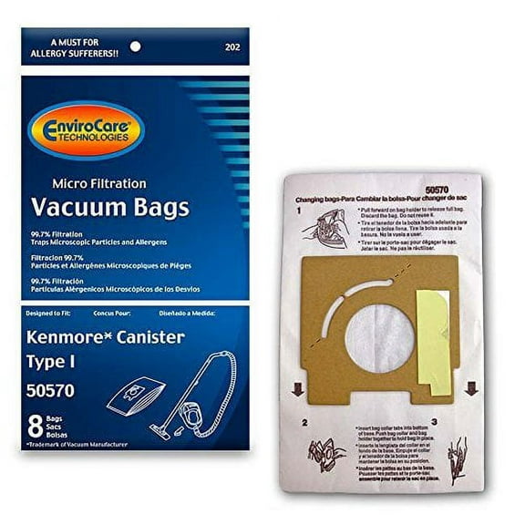 EnviroCare Replacement Vacuum Bags for Compatible with Kenmore Style 50570 Type I Vacuums 8 Bags