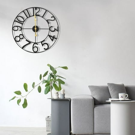 ChicHomey 24in Black Farmhouse Wall Clock,Large Metal Numerical Wall Clock,Silent Mechanism, for Living Room Decor