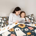 thumbnail image 4 of Manfei Cute Rose Ghost 7-Piece Twin Bedding, Halloween Floral Sunflower Daisy Pumpkin Bedding Comforter Set, Navy Pink Yellow,Reversible, 4 of 7