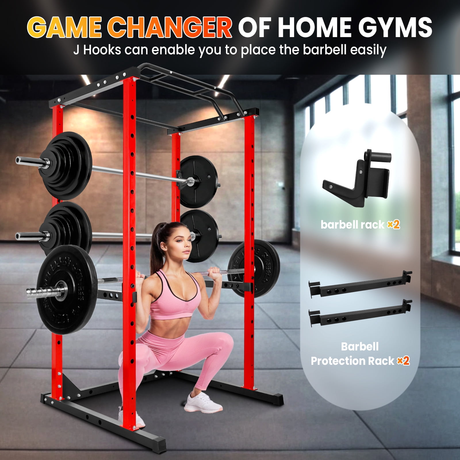 Multi-Function Squat Rack, Adjustable Barbell Rack, Weight Lifting Dumbbell Racks for Beginners and Professional Home Gym Use