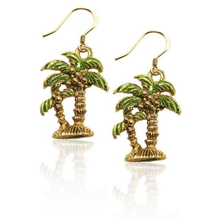 Whimsical Gifts 2550G-ER Palm Trees Charm Earrings in Gold