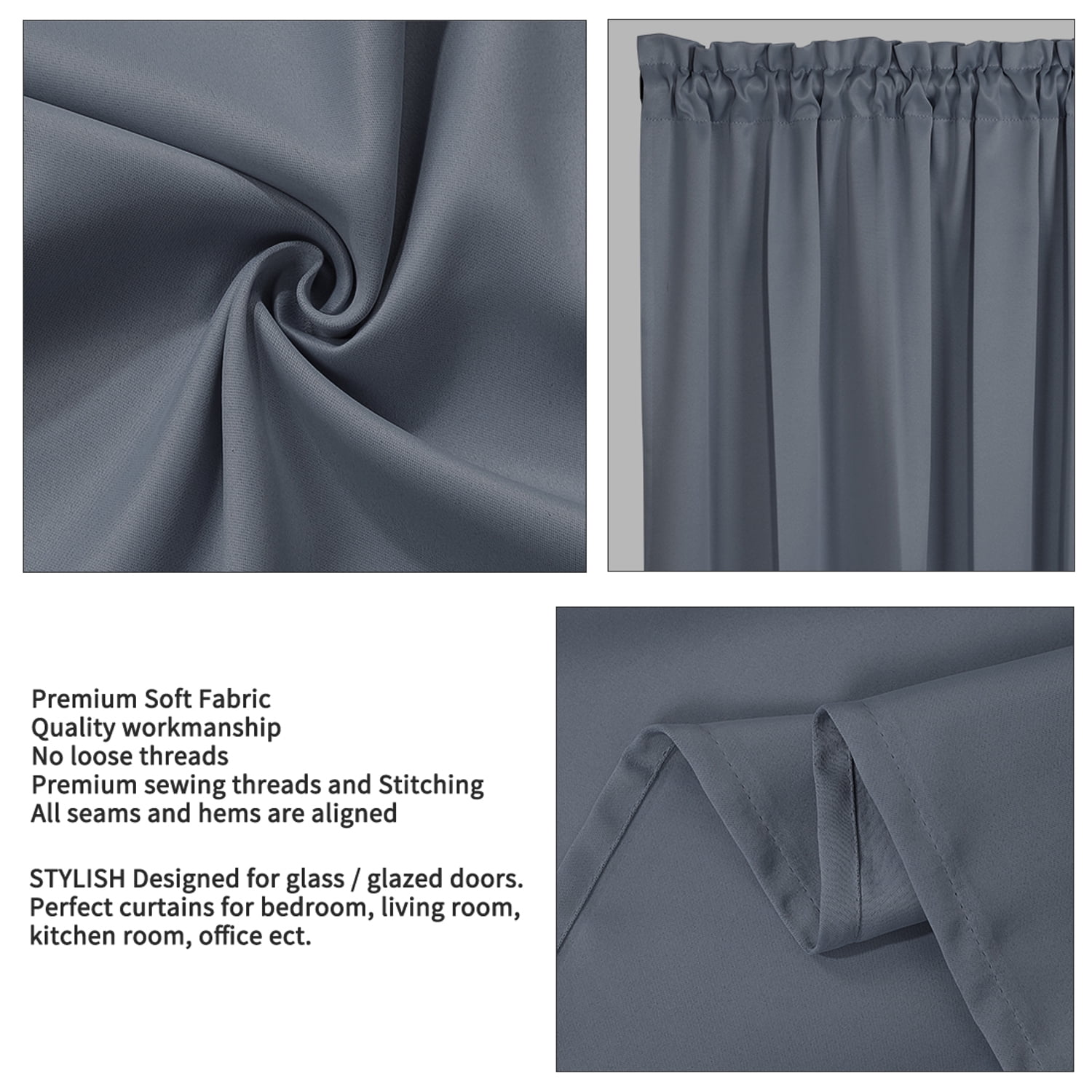 PiccoCasa 1 Panel Door Curtains Home Blackout Window Curtains, Dark Gray W54" x L72"