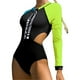 thumbnail image 1 of Gibobby Traje de baño sexy de una pieza Traje de baño a juego de color con protector solar de manga larga ahuecado en la cintura de surf conservador para(Negro,G), 1 of 4