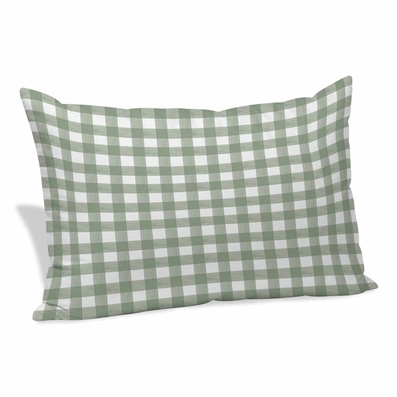Sage Green Buffalo Plaid Pillow Covers 12"x20", Farmhouse Green White Checkered Soft Brushed Microfiber Breathable Throw Pillow Covers, Pillowcase with Zipper for Couch Sofa Bedroom Living Room