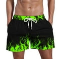 thumbnail image 4 of OWMEOT 3D Graphic Mens Swim Trunks Summer Flame Print Bathing Suits Stretchy Quick Dry Beach Shorts 5 Inch Drawstring Board Shorts, 4 of 5
