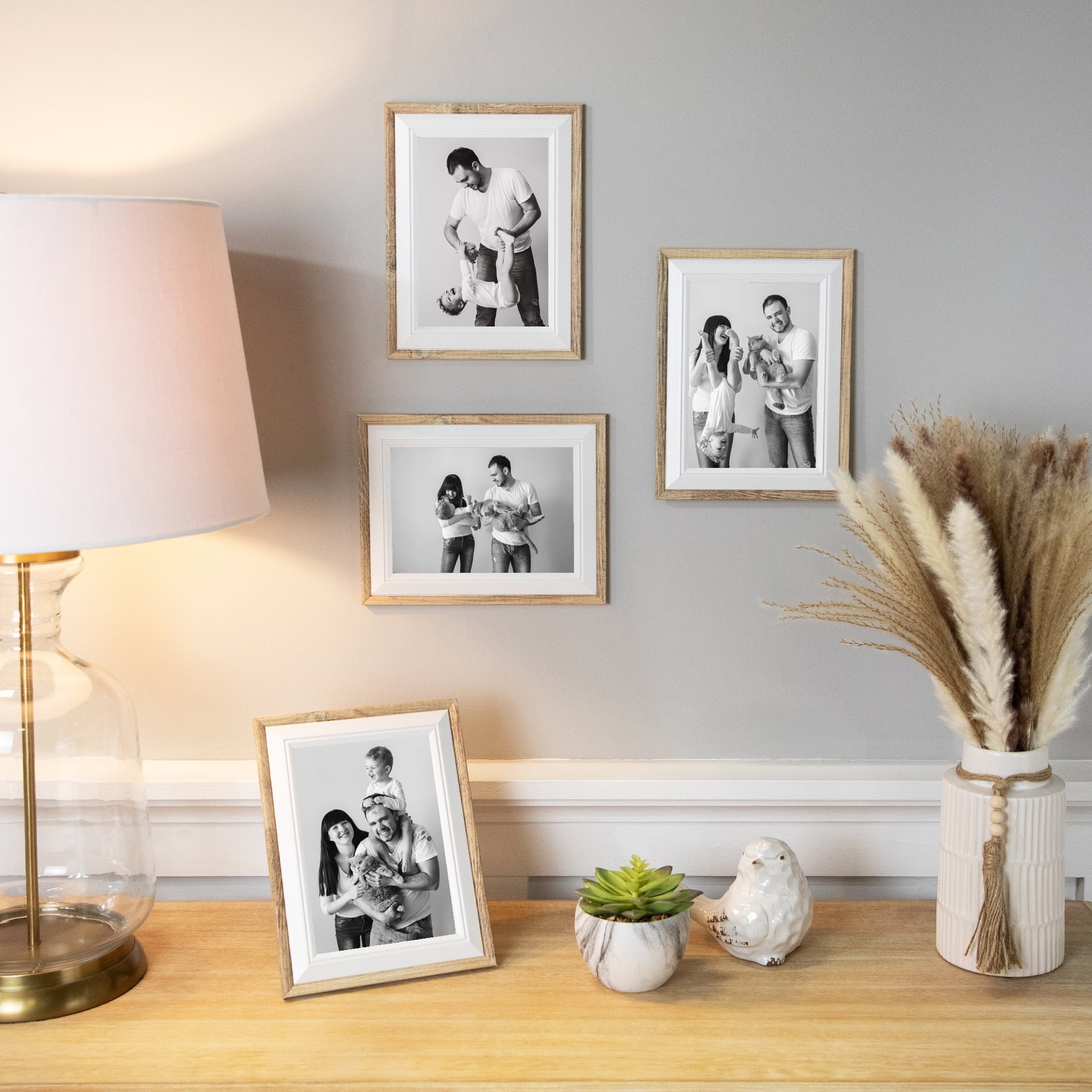 Northlight Wooden Picture Frames - for 5" x 7" Photos - Natural and White - Set of 4