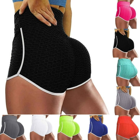 JURANMO Womens Leggings Shorts Butt Lift Scrunch Textured Leggings Workout Running Beach Hot Shorts Tummy Control High Waist Biker Shorts Summer Savings Gray XXL
