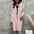 thumbnail image 2 of HJYCHN Fall Winter Long Hooded Knit Cardigan Wrap Open Front Sweater Coat for Women Fall Winter Casual Outwear Pink S, 2 of 4