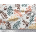 thumbnail image 3 of Soimoi White Poly Georgette Fabric Oaknut & Oak Leaves Fabric Prints by Yard 52 Inch Wide, 3 of 5