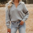 thumbnail image 3 of Odeerbi Sweaters for Women Fall Sweaters 2025 Fashion Long Sleeves Round Neck Color Matching Loose Tops Blouse Knitted Gray, 3 of 4