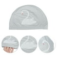 thumbnail image 3 of Unique Bargains 1 Pc Knitted PU Elastic Swans Pattern Swim Cap Silver Tone Gray White, 3 of 5