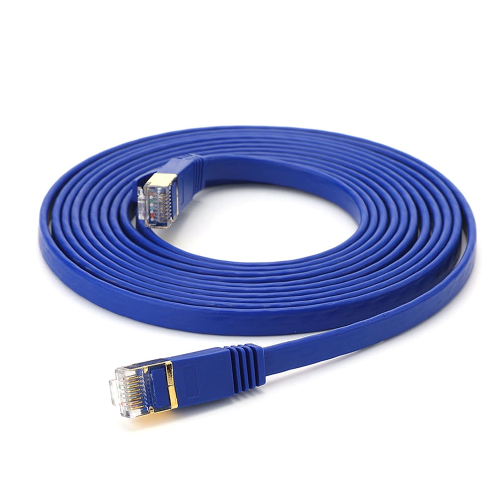 Cable Length: 10m Cables 1~10M CAT7 STP 10Gbps Blue Flat RJ45 Ethernet Patch Cable Networking LAN Cable Oxygen Free Copper Cat 7 RJ45 LAN Cable 