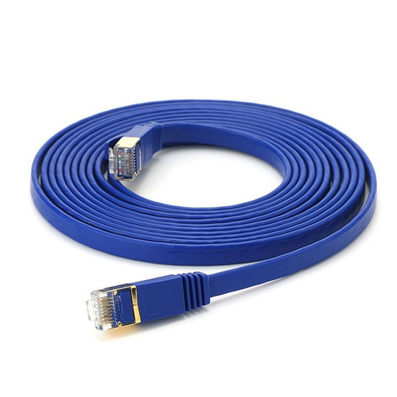 Amdohai Cat 7 Ethernet Cable 32AWG Oxygen-free Copper 10Gbps High Speed 600Mhz Bandwidth Flat Internet Network LAN Patch Cord, Blue 1m
