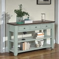 thumbnail image 3 of Tcbosik 48 inch Console Table, Entryway Table with Open Shelves and 3 Storage Drawers, Behind Couch Table for Foyer, Hallway, Living Room, Retro Blue, 3 of 9