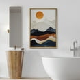 thumbnail image 2 of PixonSign Framed Canvas Print Wall Art Orange Sun Mountain Range Gradient Landscape Nature Wilderness Illustrations Decorative Bohemian Multicolor Mid-Century Modern - 16"x24" Natural, 2 of 5