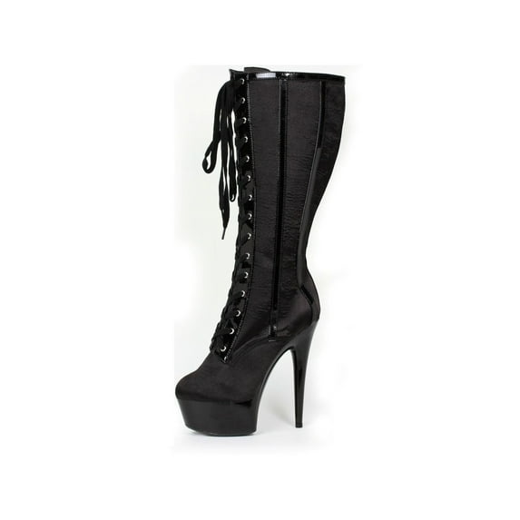 Ellie Shoes E-609-Raven-S 6" Satin Knee High Womens Boot. 8 / Black/Red