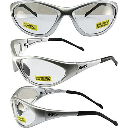 Global Vision Flexer Safety Sunglasses Silver Frames Clear ...