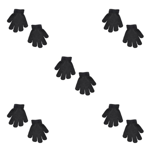 Qarigey 1 par de guantes para niños, diseño de Color sólido, cubiertas para manos, estilo Simple, artesanía de punto, calentador de manos Negro 5piezas