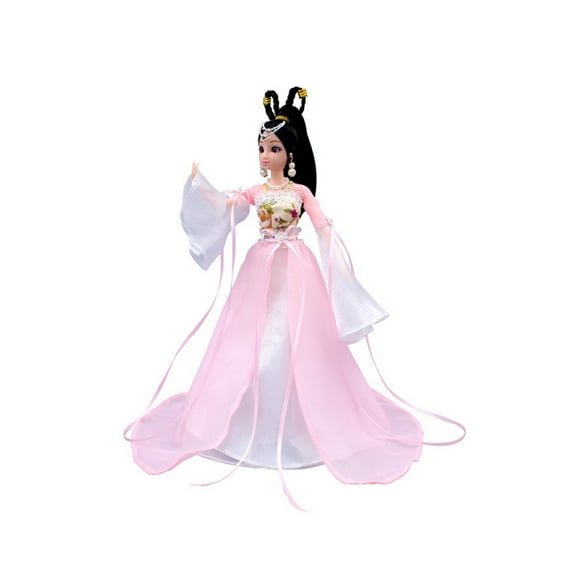 Vogacara Muñeca de plástico vivo encantador Artificial chino antiguo corte mujeres juguete exquisita tradicional trapo bebé pelo negro largo Muñecas y casas de muñecas Rosa roja Vogacara FN011497-01