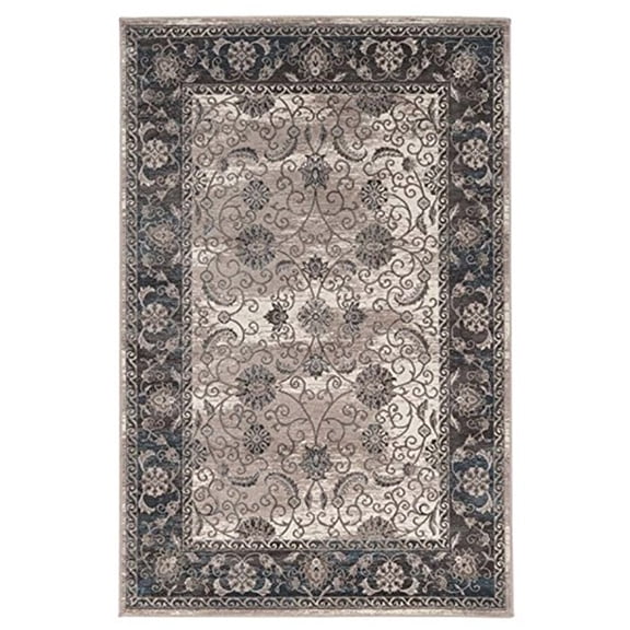 Linon Vintage Isfahan Power Loomed Microfiber Polyester 2'x3' Rug in Gray