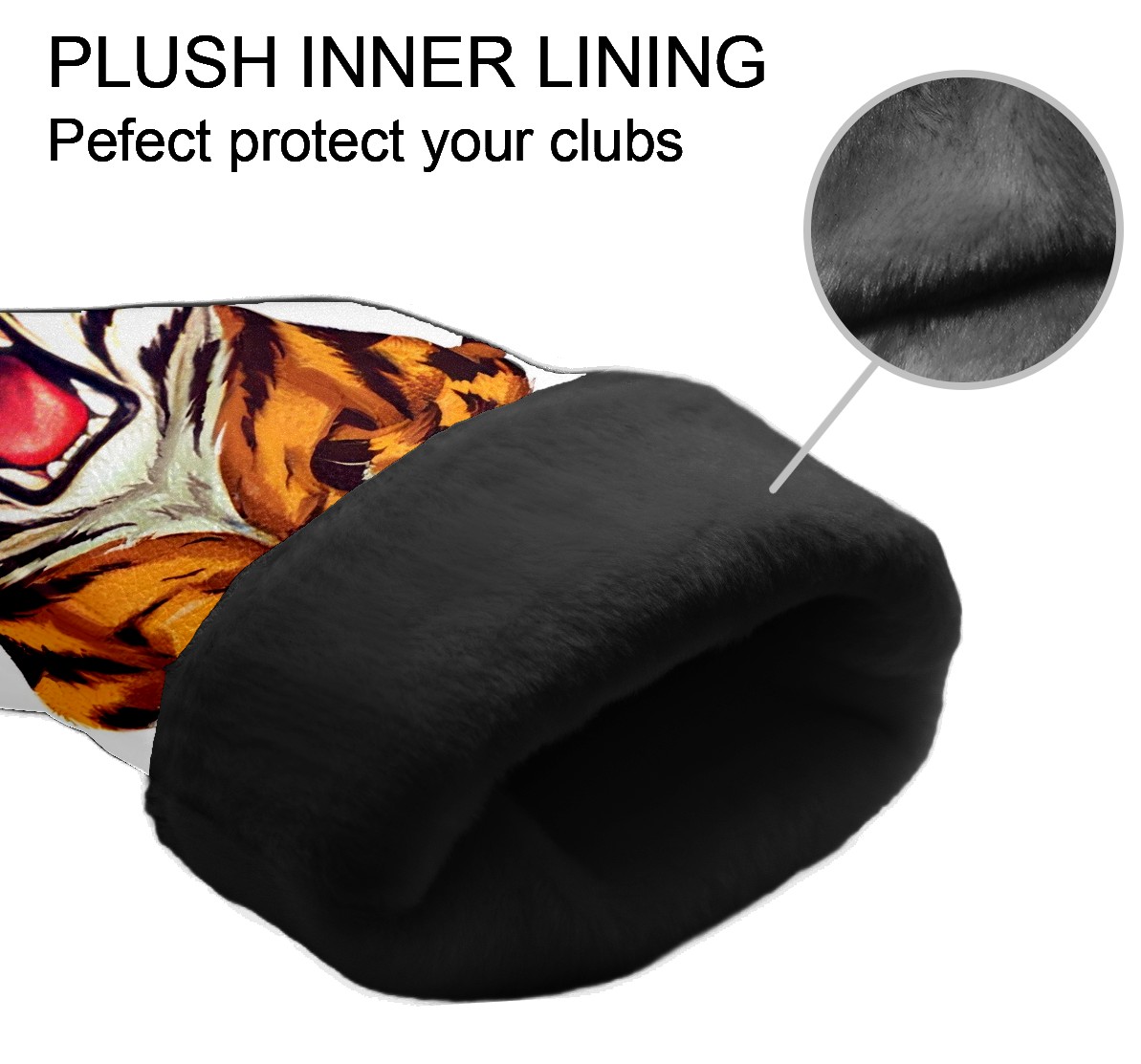 Golf Club Covers, Tiger Premium PU Leather Driver Hybrid Putter Head Covers with Velvet Lining, Waterproof Golf Gifts for Men Women