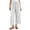 White, variant on Pants for Women with Pockets 100% Cotton Decorative Button Drawstring Cropped Pants