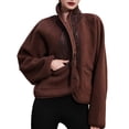 thumbnail image 2 of Womens Fuzzy Fleece Jacket Button Down Coats Casual Winter Warm Outwear with Pockets Dark Roast Coffee S, 2 of 8