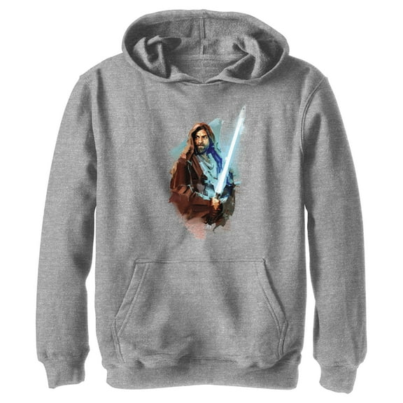 Boy's Star Wars: Obi-Wan Kenobi Watercolor Obi-Wan  Pull Over Hoodie Athletic Heather Medium