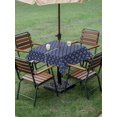thumbnail image 4 of Outdoor Tablecloth with Umbrella Hole for Patio/Picnic/Party/Camping, Navy Blue Geometric Waterproof Table Cloth Square Cover Washable, Modern Abstract Blocks Lines (54"x 54"), 4 of 8